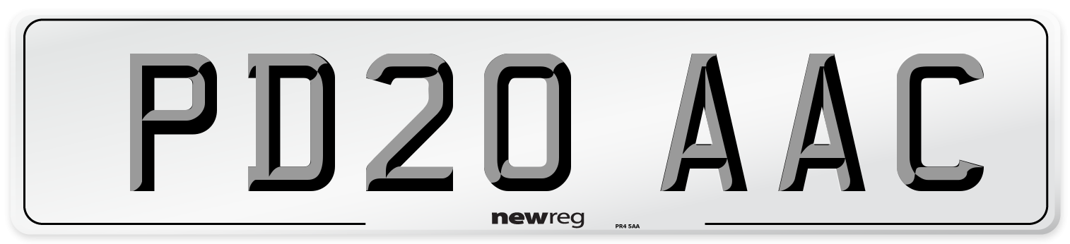 PD20 AAC Number Plate from New Reg